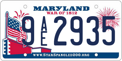 MD license plate 9AE2935