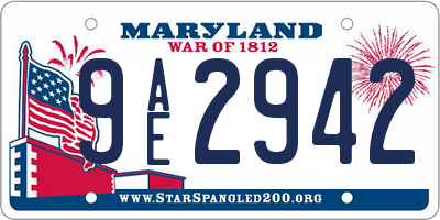 MD license plate 9AE2942