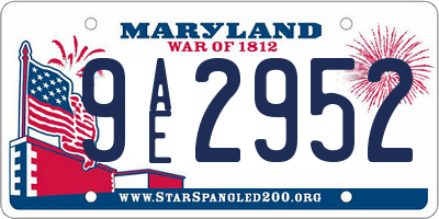 MD license plate 9AE2952