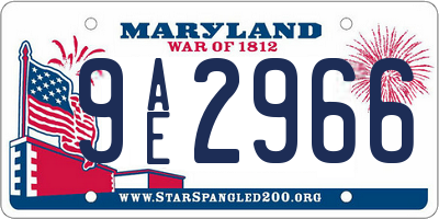 MD license plate 9AE2966