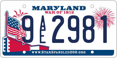 MD license plate 9AE2981