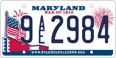 MD license plate 9AE2984