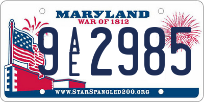 MD license plate 9AE2985
