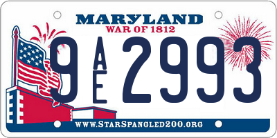 MD license plate 9AE2993