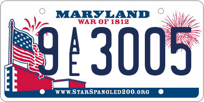 MD license plate 9AE3005
