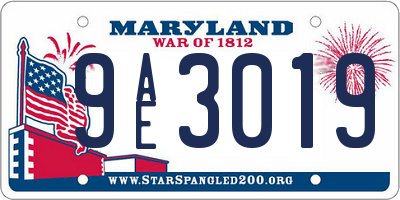 MD license plate 9AE3019