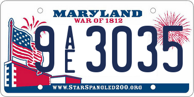 MD license plate 9AE3035