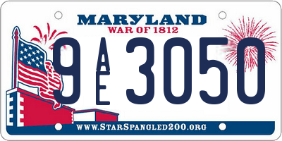 MD license plate 9AE3050