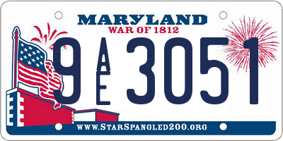 MD license plate 9AE3051