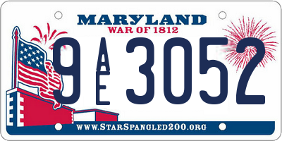 MD license plate 9AE3052