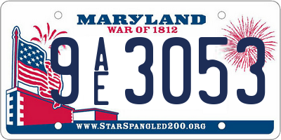 MD license plate 9AE3053