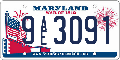 MD license plate 9AE3091