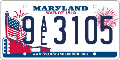 MD license plate 9AE3105