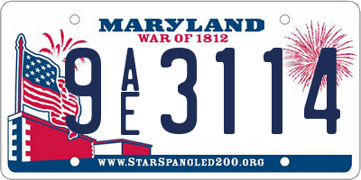 MD license plate 9AE3114
