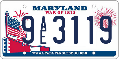 MD license plate 9AE3119