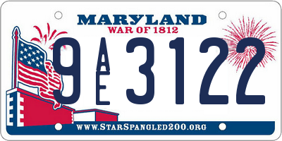 MD license plate 9AE3122