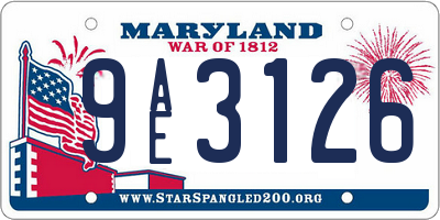 MD license plate 9AE3126