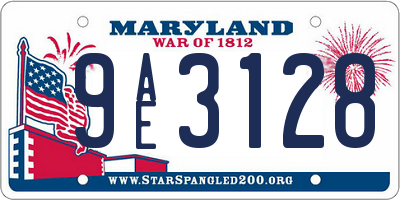 MD license plate 9AE3128