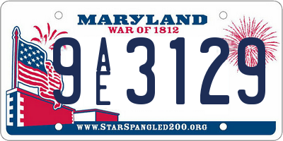 MD license plate 9AE3129