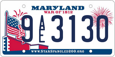 MD license plate 9AE3130