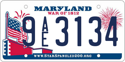 MD license plate 9AE3134