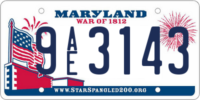 MD license plate 9AE3143