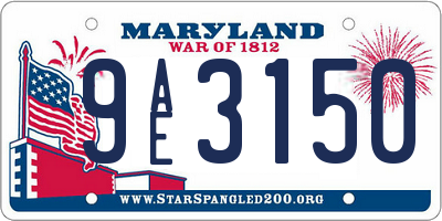 MD license plate 9AE3150