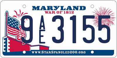 MD license plate 9AE3155