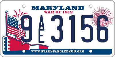 MD license plate 9AE3156