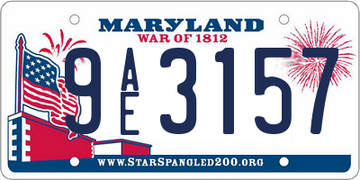 MD license plate 9AE3157