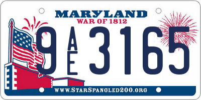 MD license plate 9AE3165