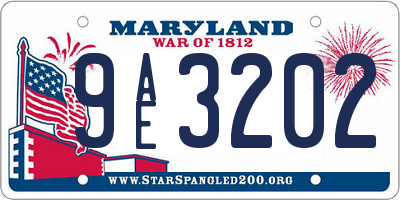 MD license plate 9AE3202