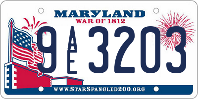 MD license plate 9AE3203