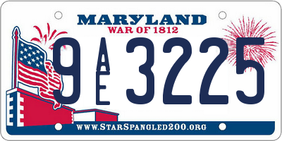 MD license plate 9AE3225