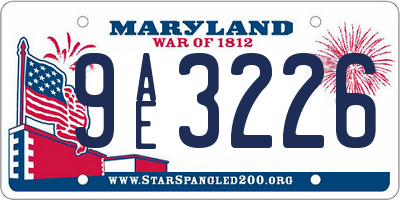 MD license plate 9AE3226