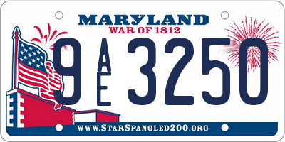 MD license plate 9AE3250