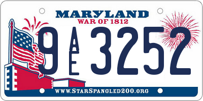 MD license plate 9AE3252