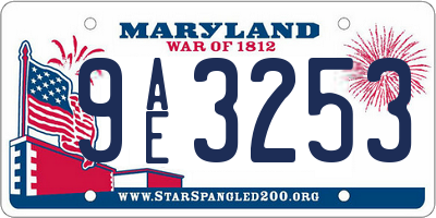 MD license plate 9AE3253