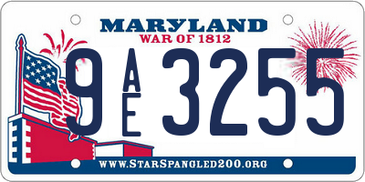 MD license plate 9AE3255