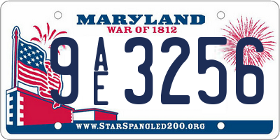 MD license plate 9AE3256