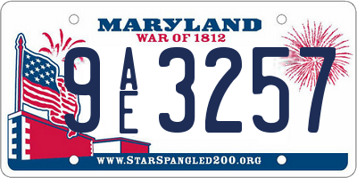 MD license plate 9AE3257