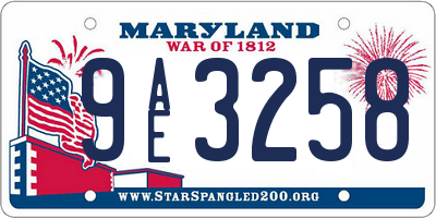 MD license plate 9AE3258