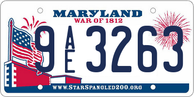 MD license plate 9AE3263