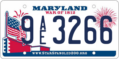 MD license plate 9AE3266