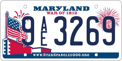 MD license plate 9AE3269