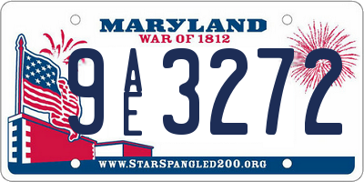 MD license plate 9AE3272