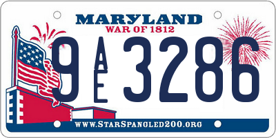 MD license plate 9AE3286