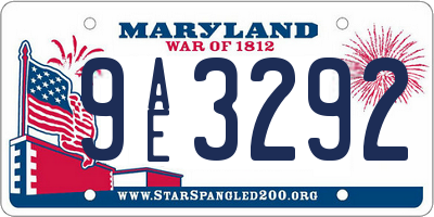 MD license plate 9AE3292