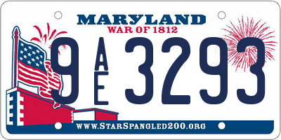 MD license plate 9AE3293