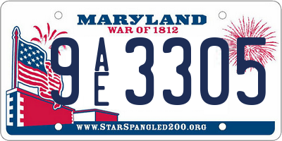 MD license plate 9AE3305